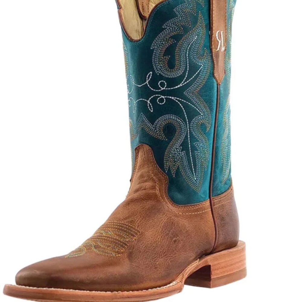 R. Watson Women's Honey Cowhide / AZURE COWHIDE Boots RWL8305-2 SIZE 7 1/2B